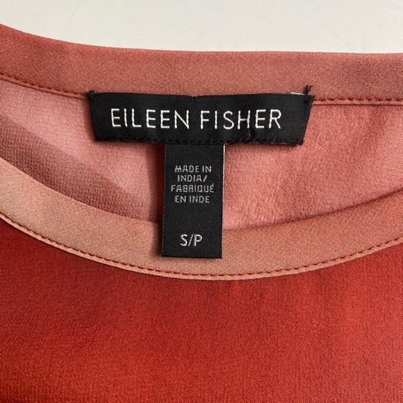 Eileen Fisher Serno Water Color Silk Sheer Blouse Top Sz Sm - Picture 7 of 9
